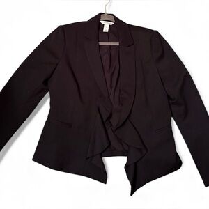 White House/Black Marker- Waterfall Front Black Blazer Size 8